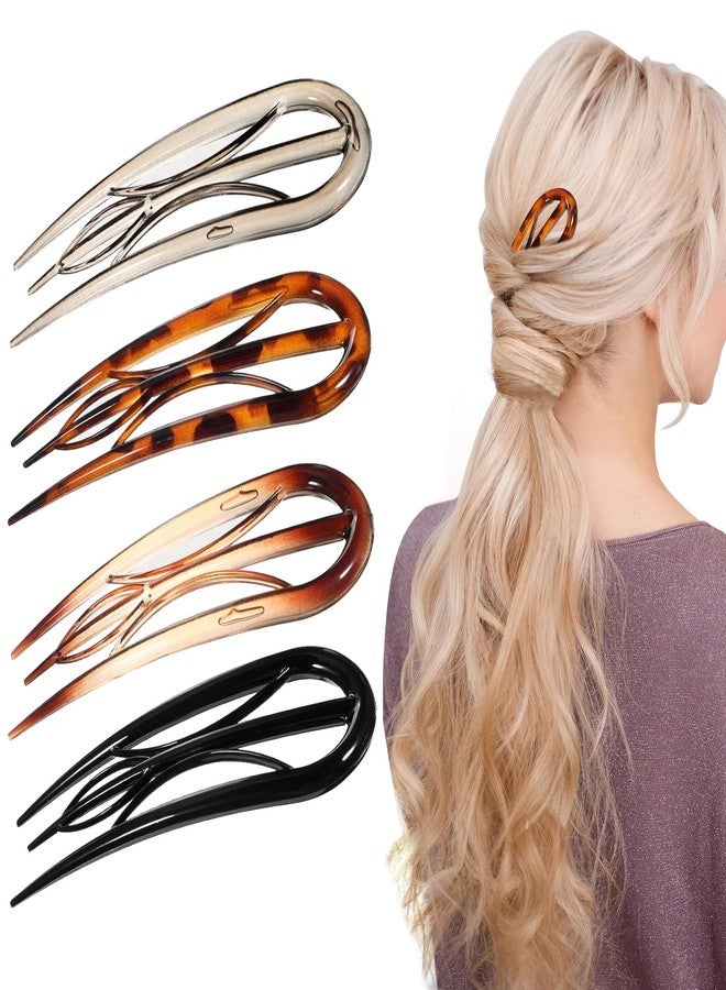Clofiak 4 Pcs Hairpins Hair for Women Thin Hair, French Twist Hair Pin for Plastic Large French Hair Pin with 3 Inner Teeth Design for Women - Image 1